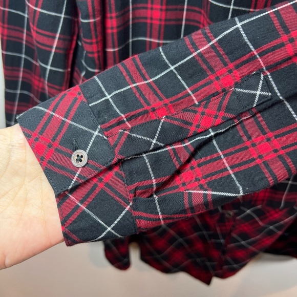 J. Jill Womens Plaid Button Up Shirt Blouse Red Black Long Sleeve Tunic VNeck 2X - Picture 7 of 13